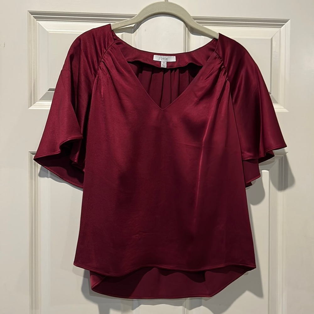Joie. Size medium. Burgundy satin blouse.